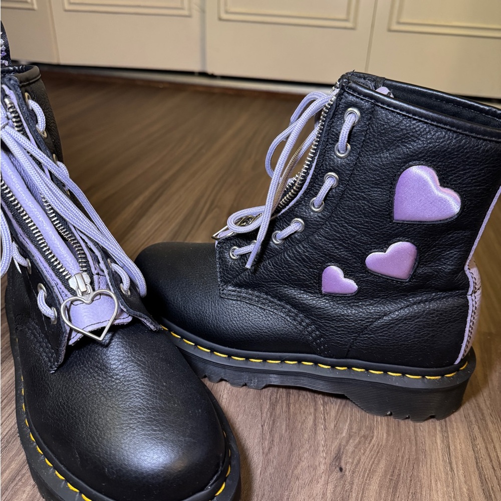 Dr marten Black and Purple Heart Boots - Picture 2 of 5
